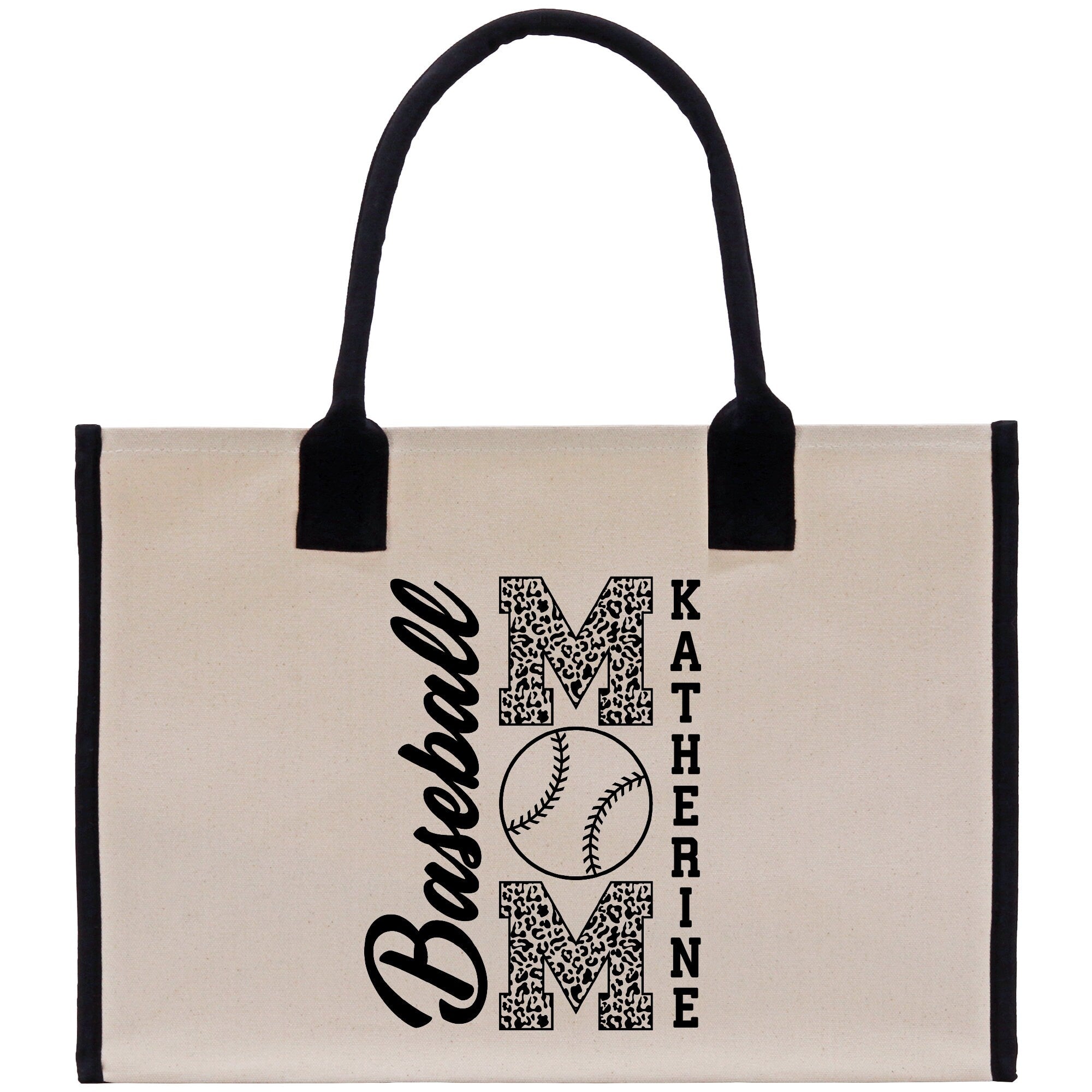 a canvas tote bag with a baseball on it