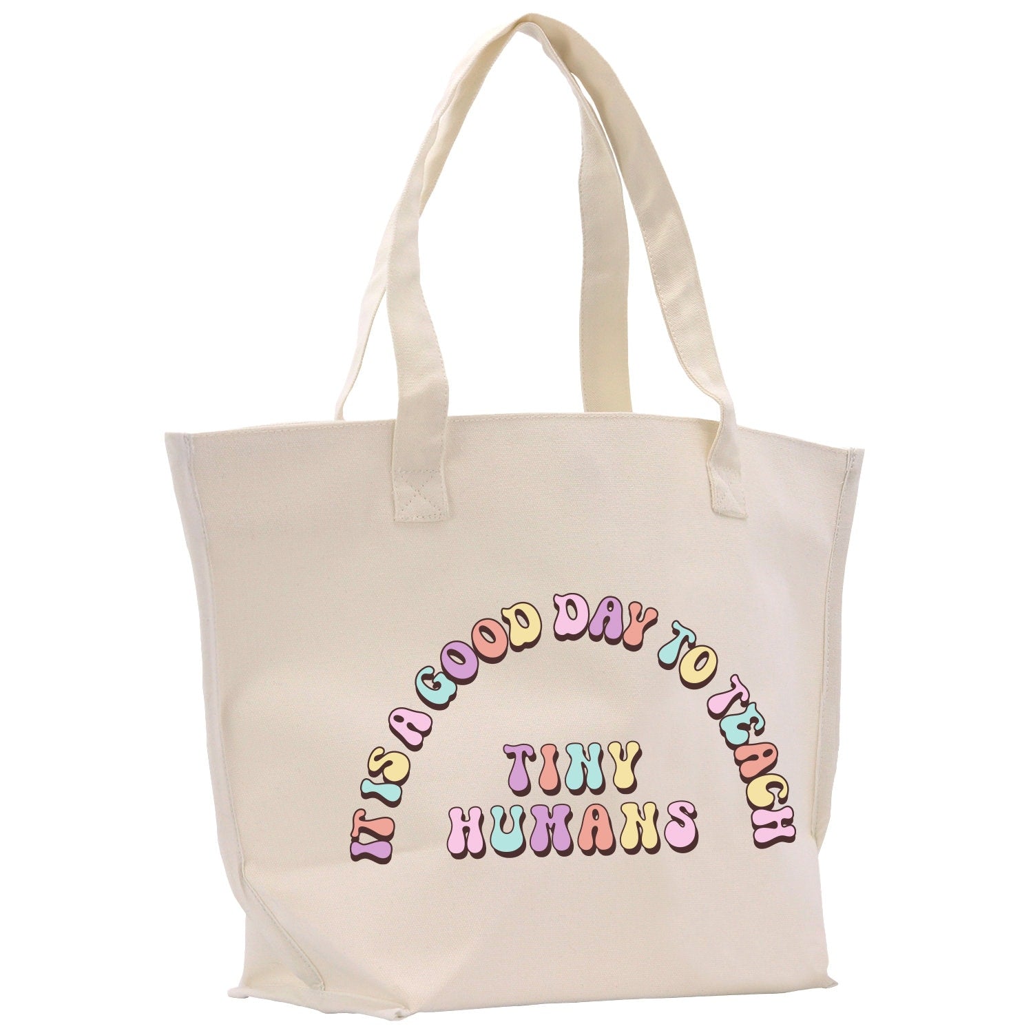 a white tote bag with the words happy birthday on it