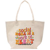 a white tote bag with the words social work and work of heart on it