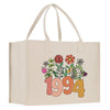 a shopping bag with a picture of flowers on it
