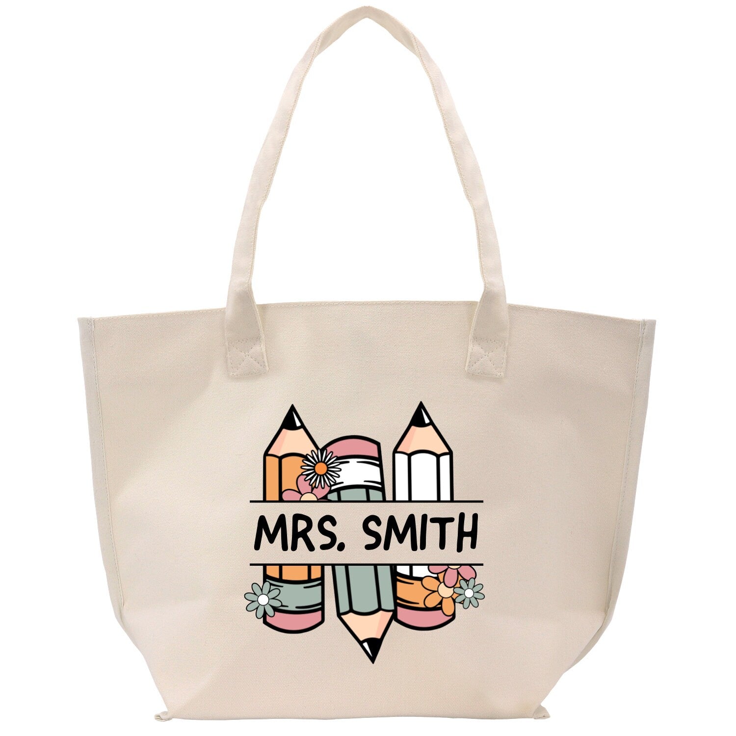 a white bag with the words mrs smith on it
