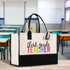 a black and white bag with the words third grade teacher on it