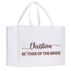 a white shopping bag with the words, christian mother of the bride