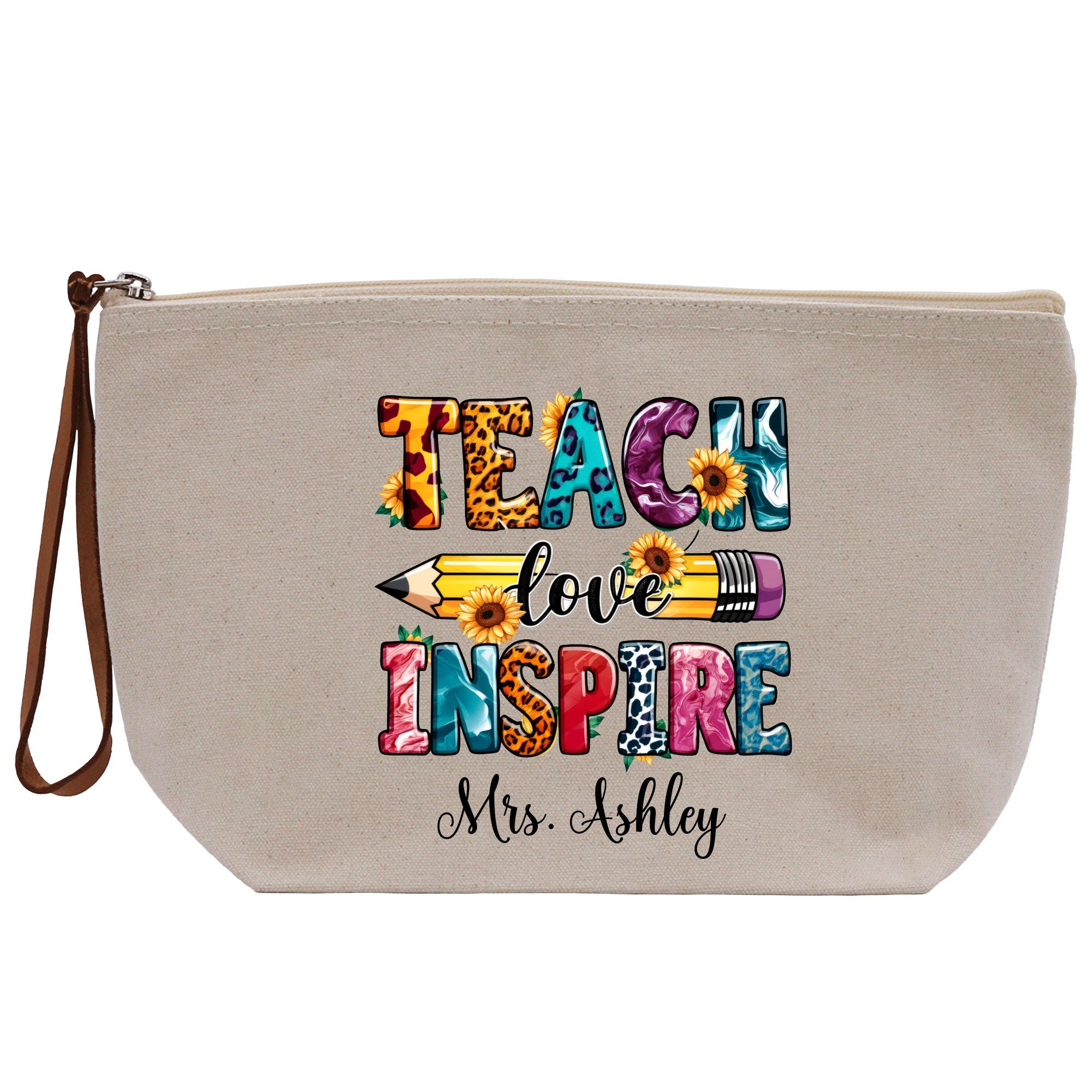 a canvas bag with a teacher love inspire message