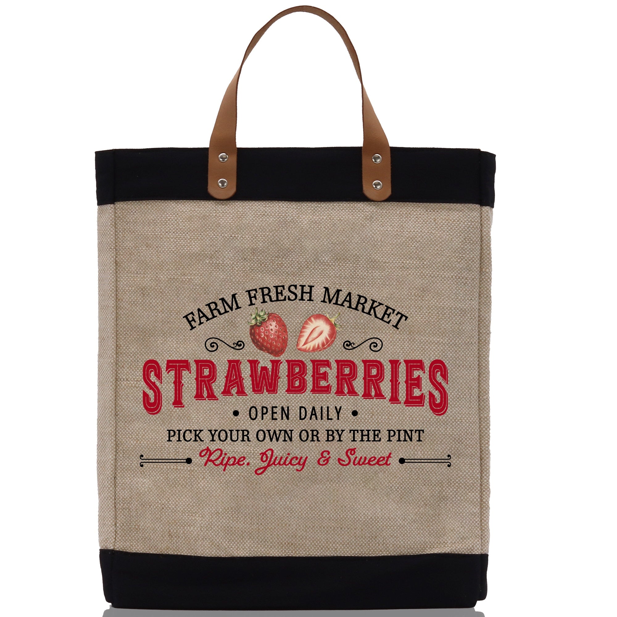 a tote bag with strawberries on it