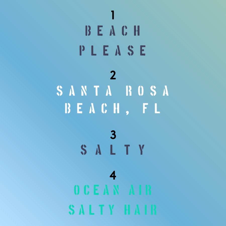 a blue and green poster with the words santa rosa beach, fl and salty