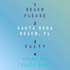 a blue and green poster with the words santa rosa beach, fl and salty