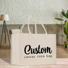 a canvas bag with the words custom printed on it