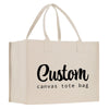 a canvas bag with the words custom printed on it