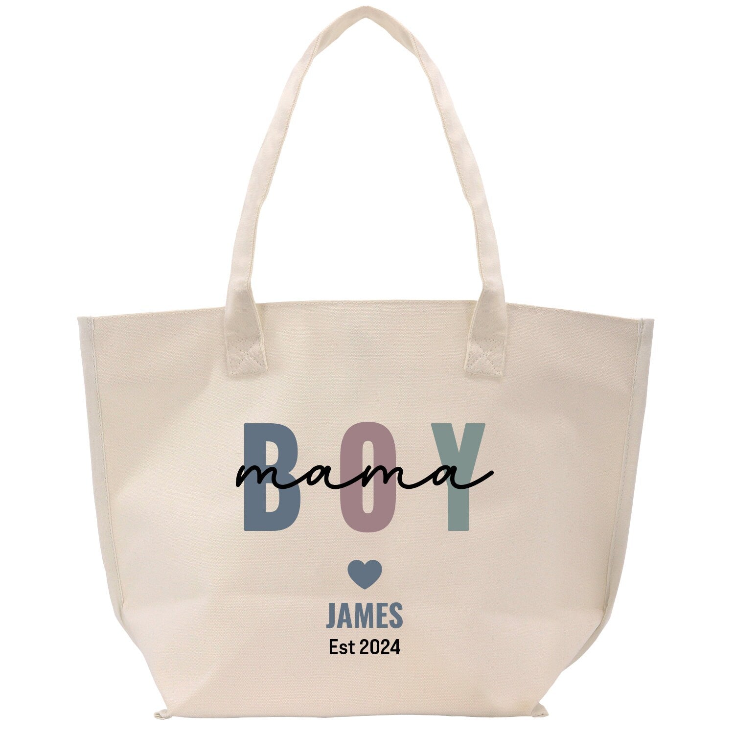 a white bag with the word boy on it