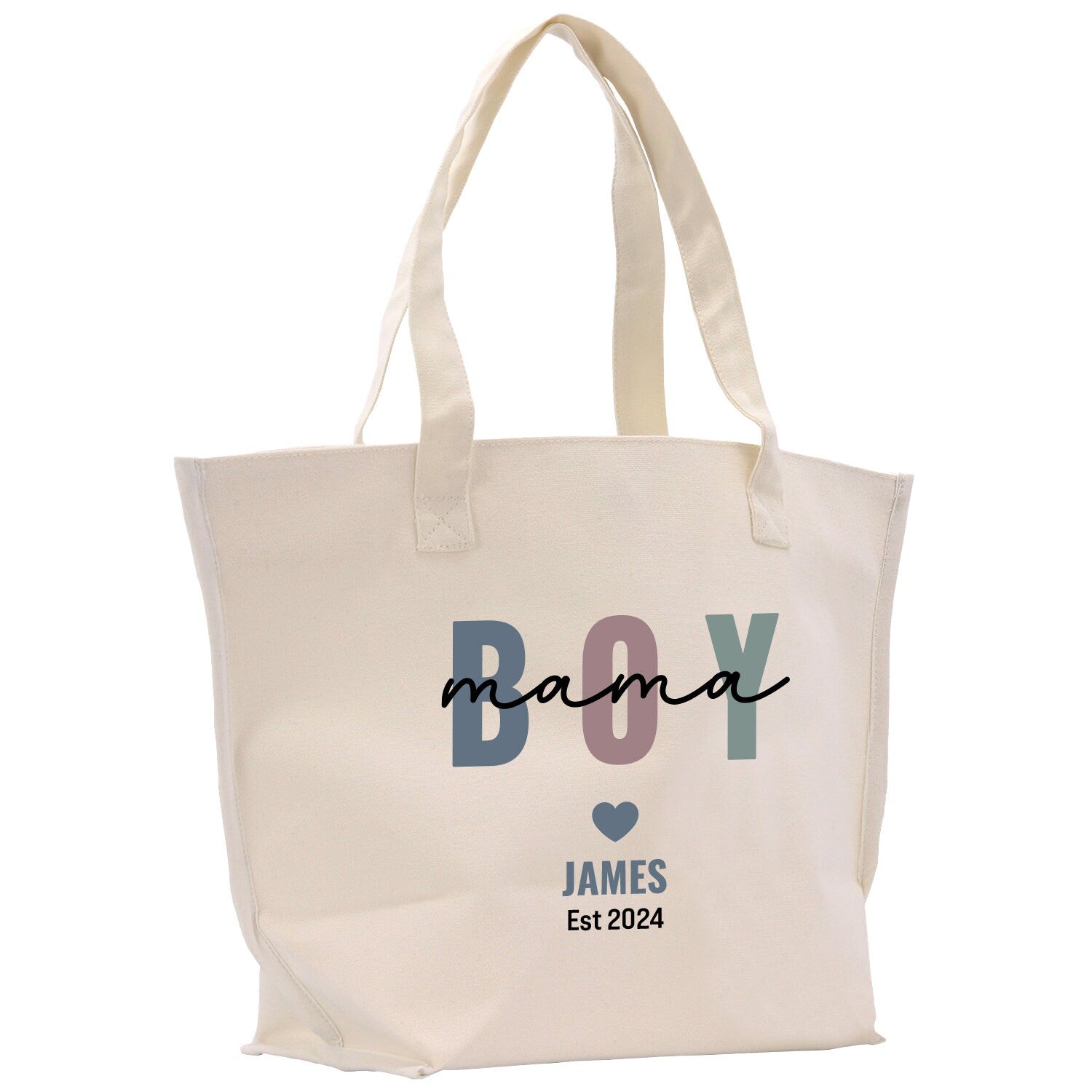 a white bag with the word boy on it