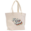 a white tote bag with the words live life on it