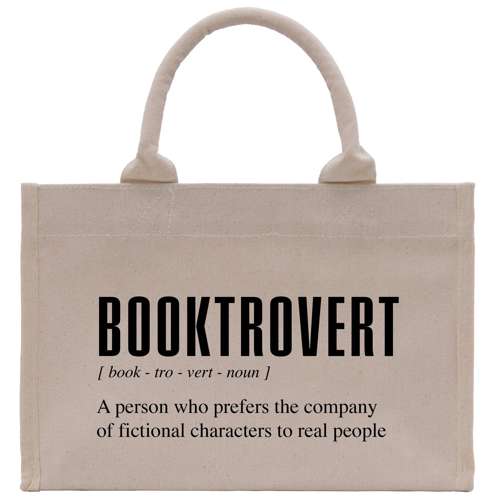 a book tote bag with a definition printed on it