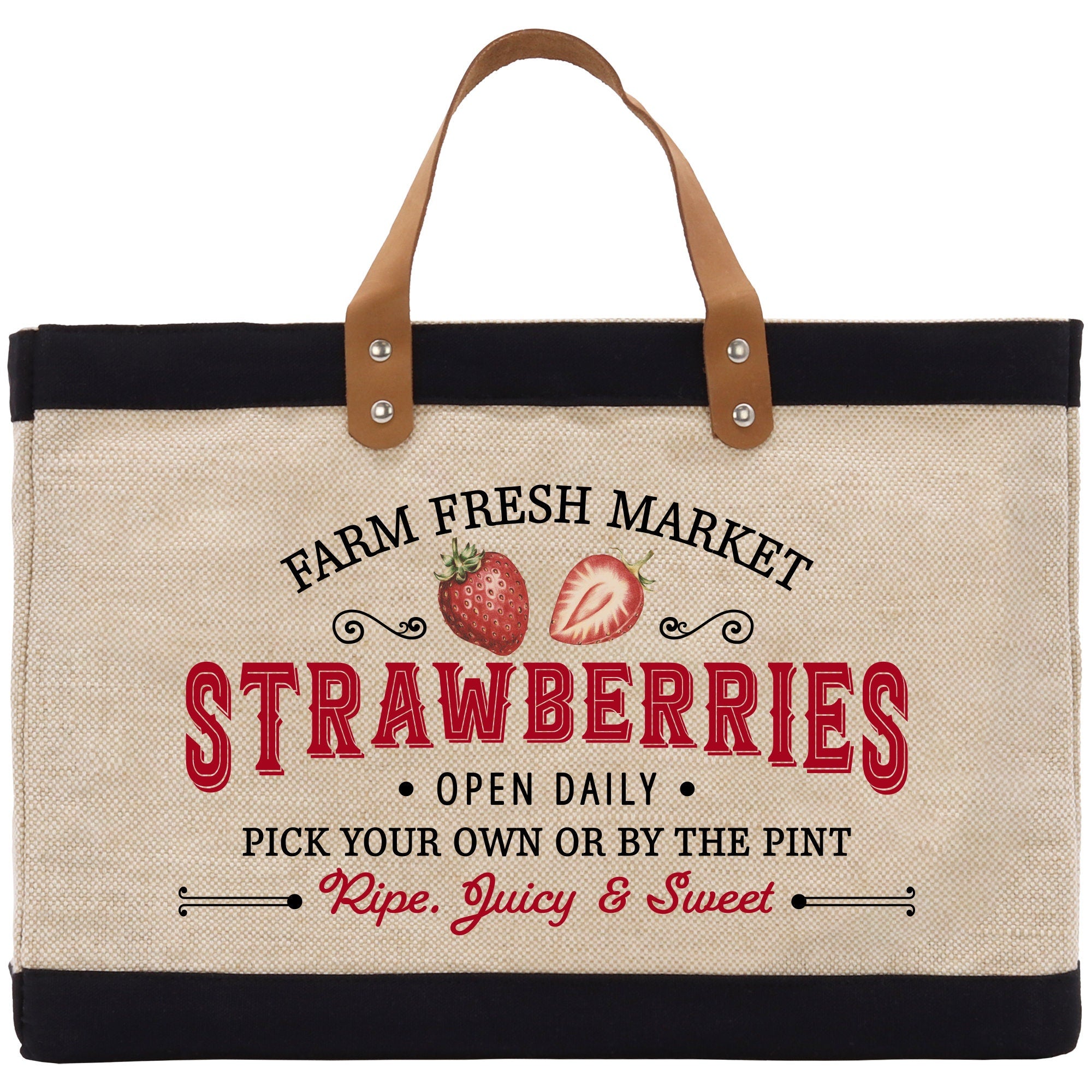 a bag with a strawberries advertisement on it