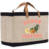 a bag with a peach festival design on it