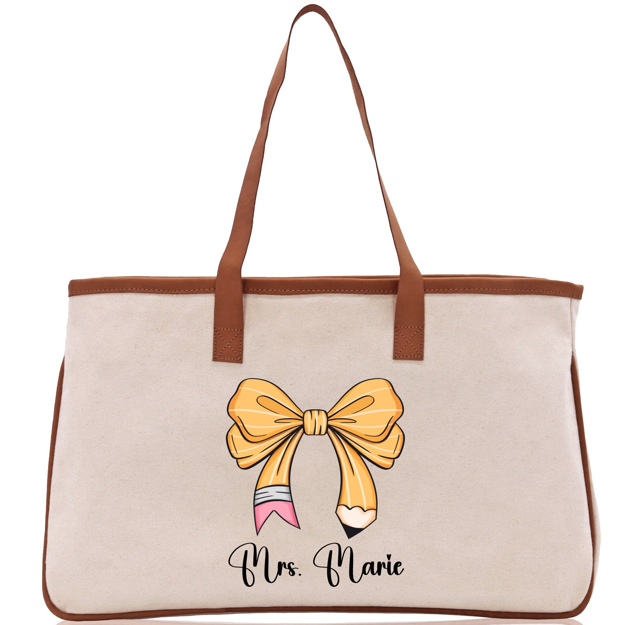 a white bag with a yellow bow on it