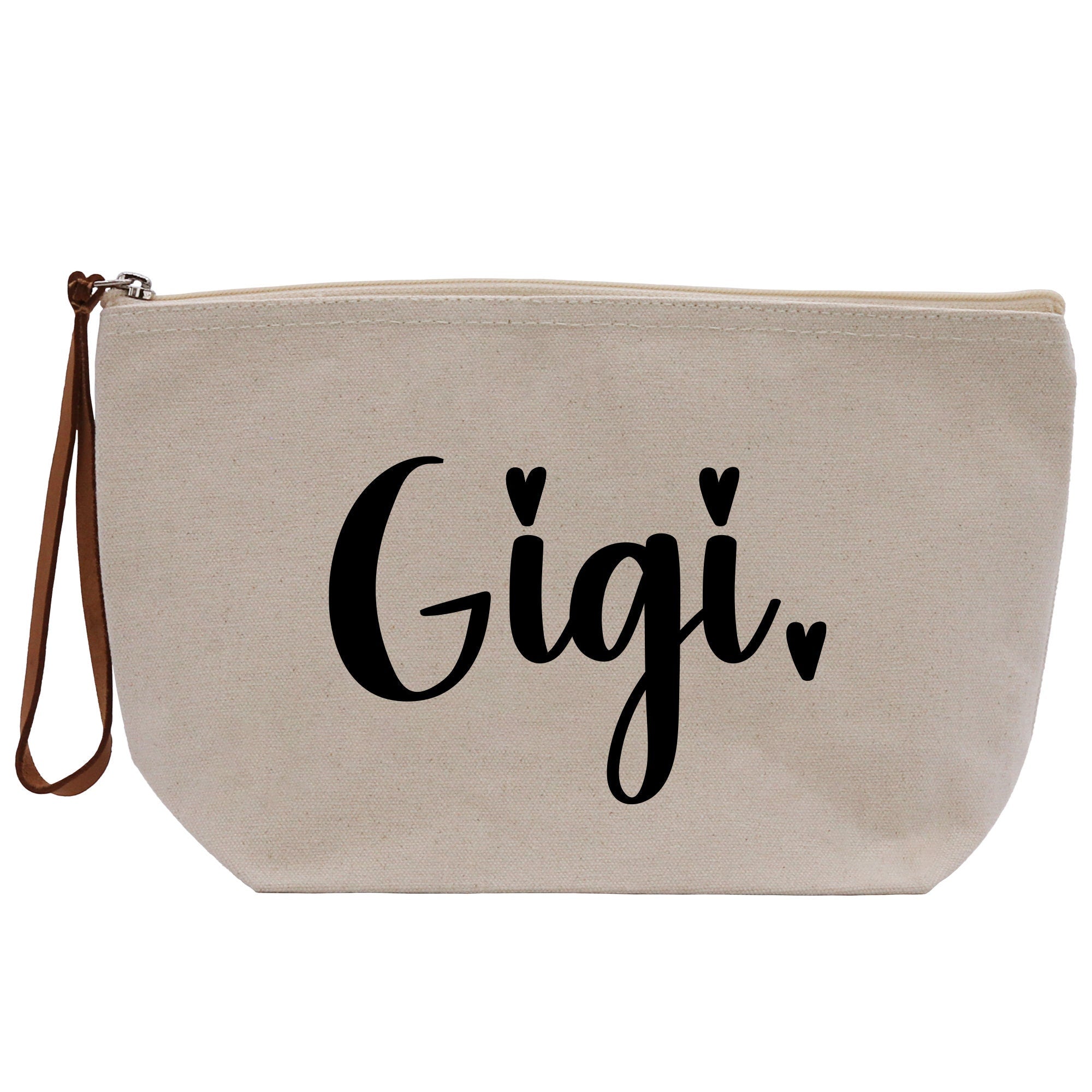 a canvas bag with the word gigi printed on it