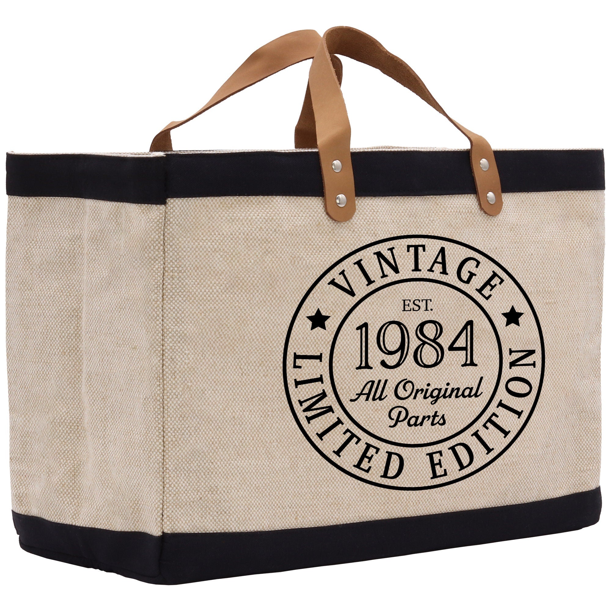 a canvas tote bag with a logo on it