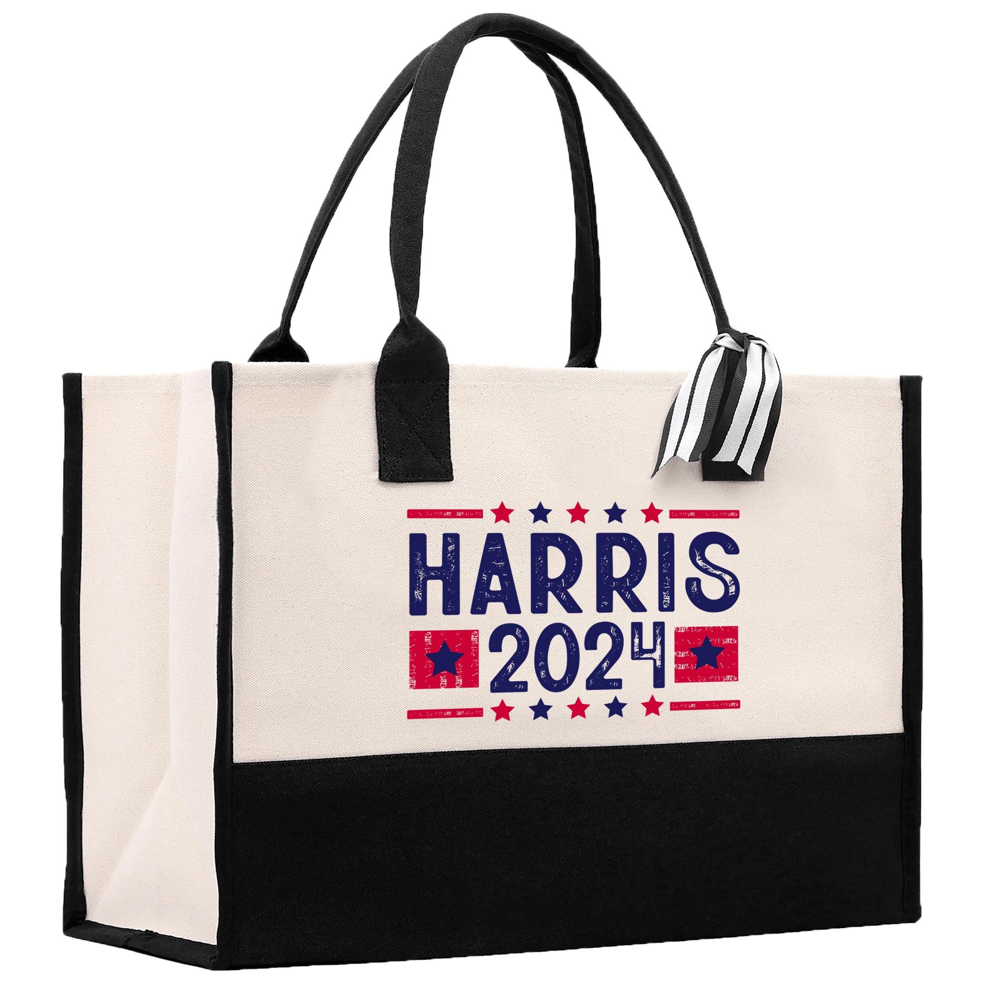 a white and black shopping bag with the word harris on it