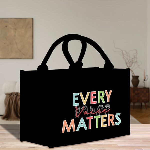 Every Voice Matter Cotton Canvas Small Tote Bag Sign Language Gift