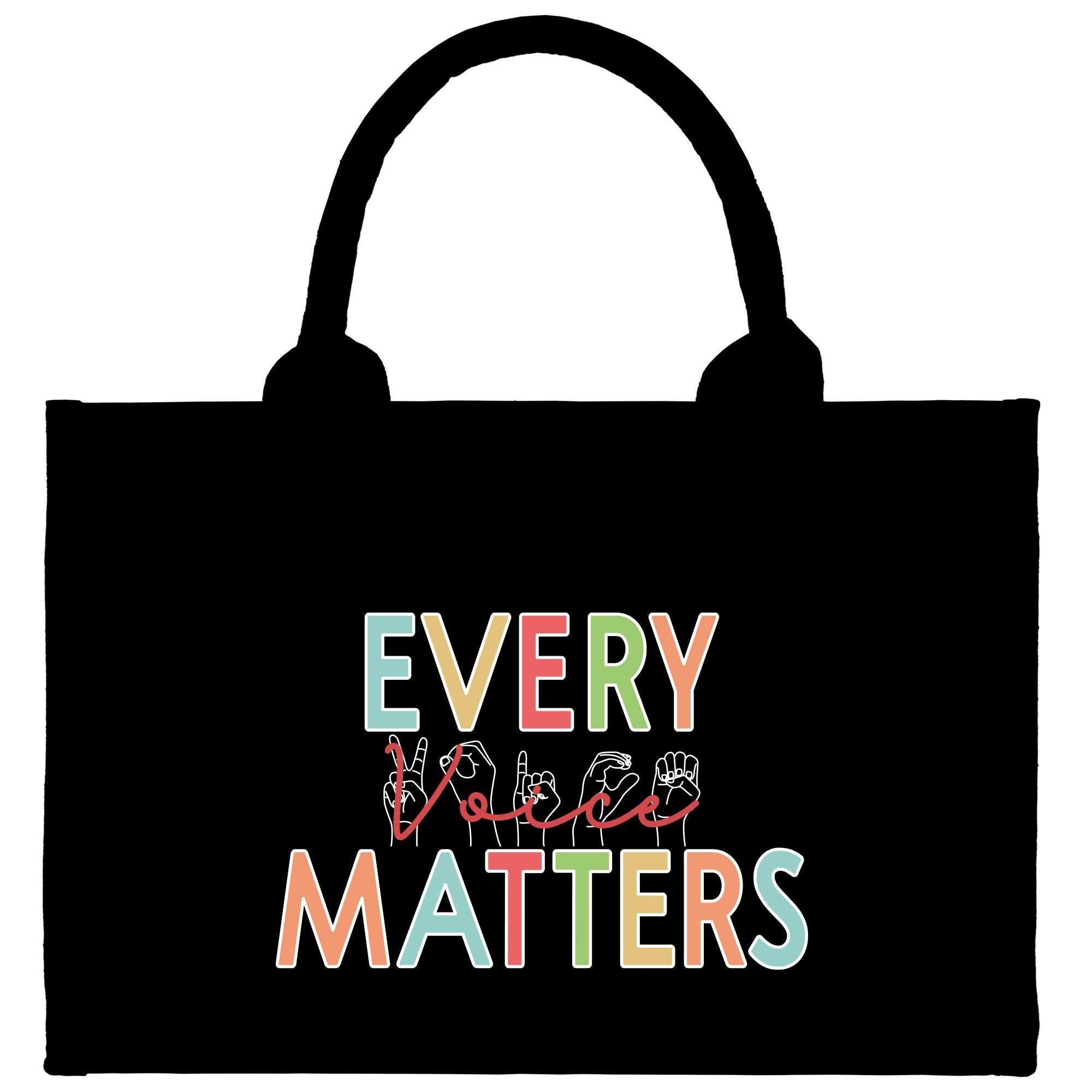 a black bag that says every voice matters