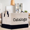 a canvas bag with the word catalogs printed on it