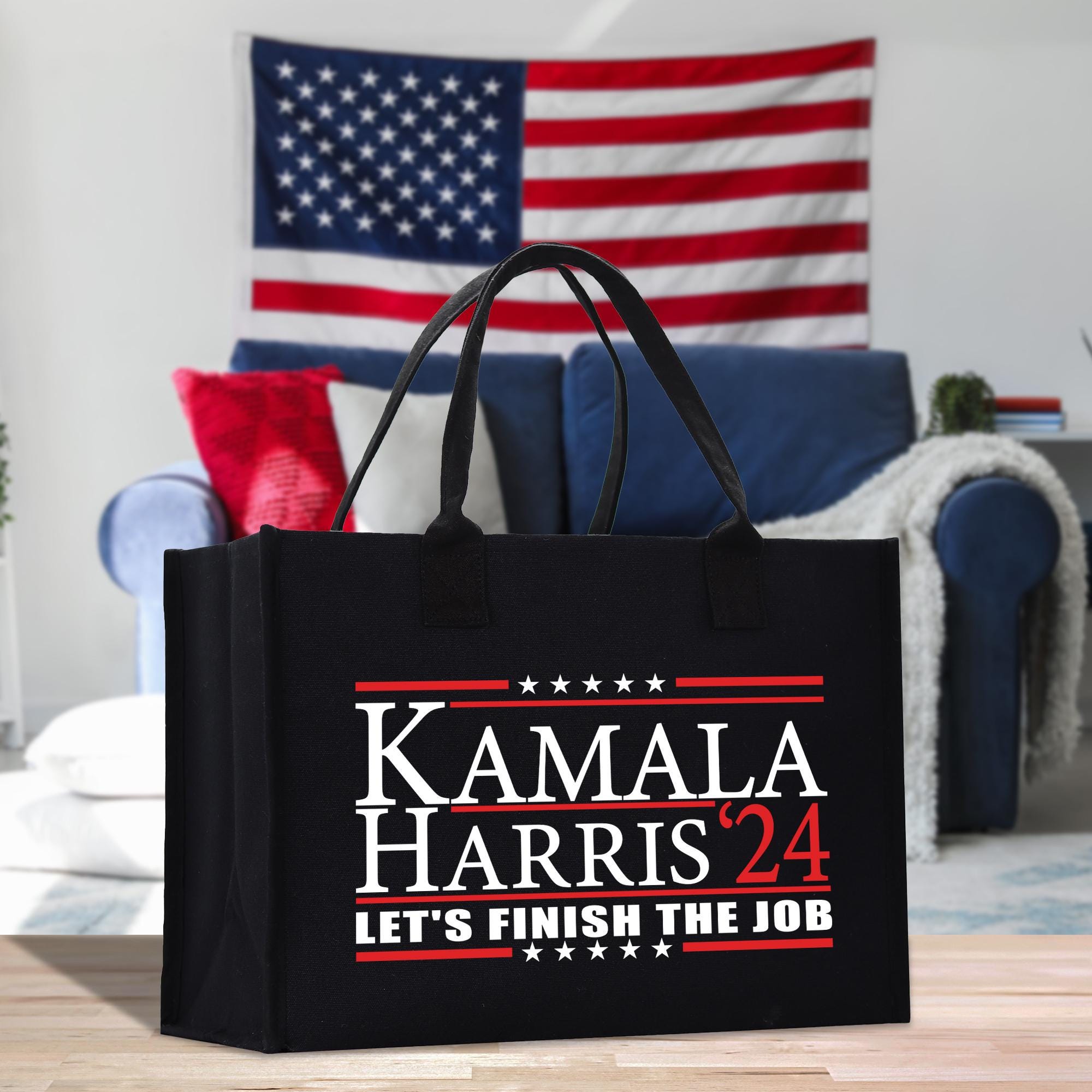 a black bag with a political message on it