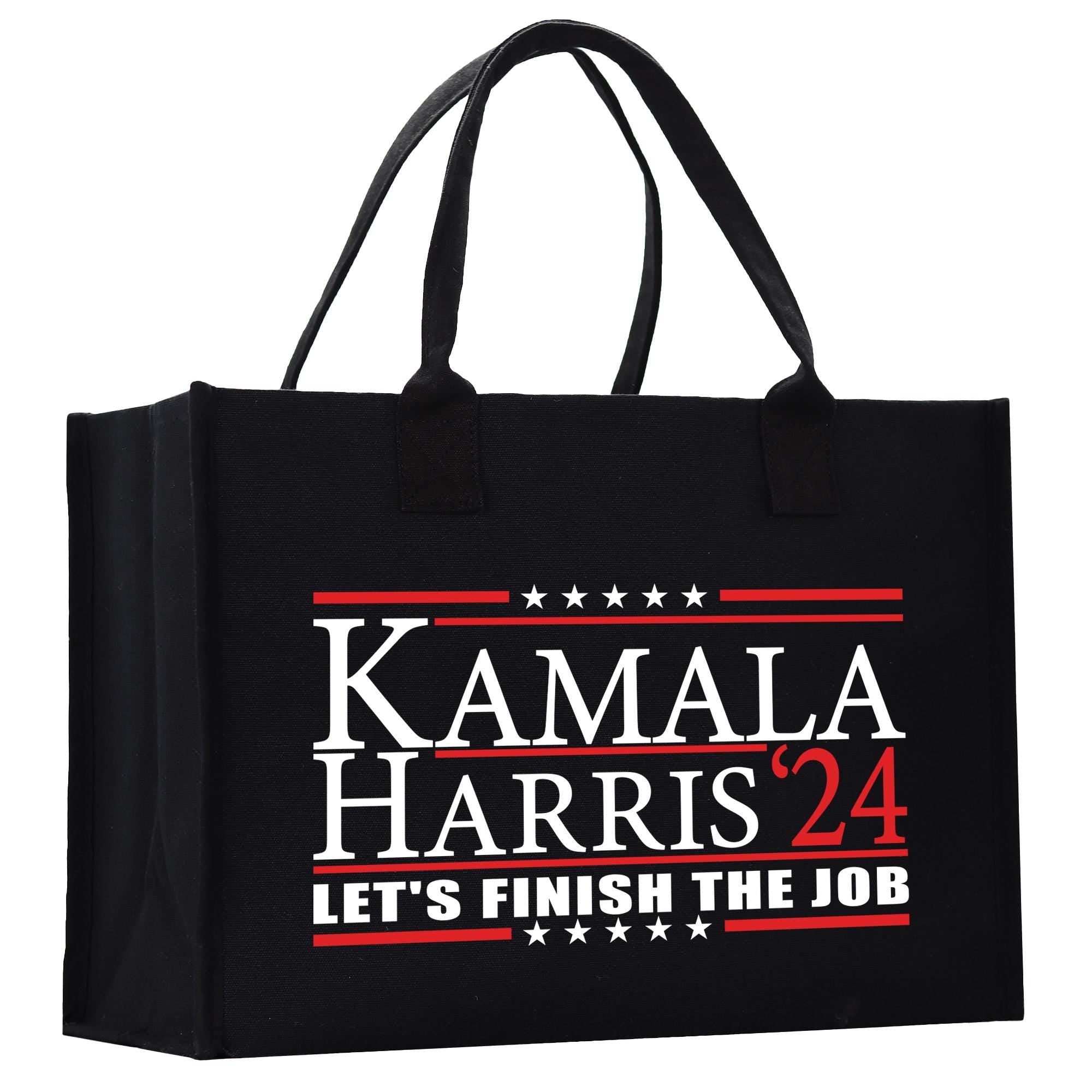 a black shopping bag with the words kaala hars 24 let&#39;s finish