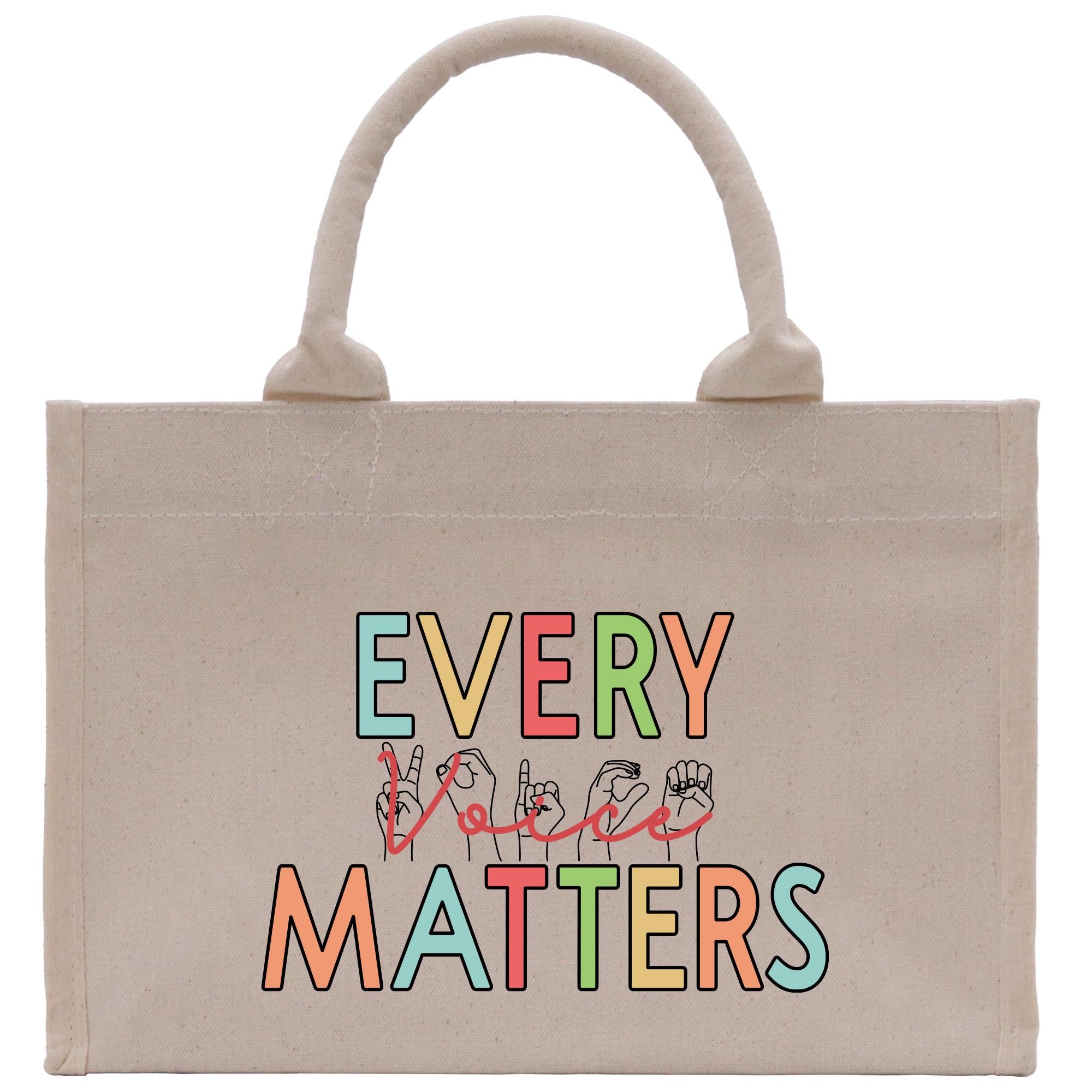 a canvas bag with the words every matters written on it