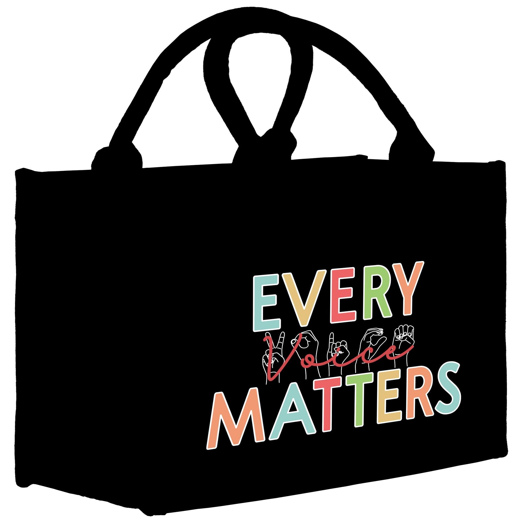 a black shopping bag with the words every matters matters