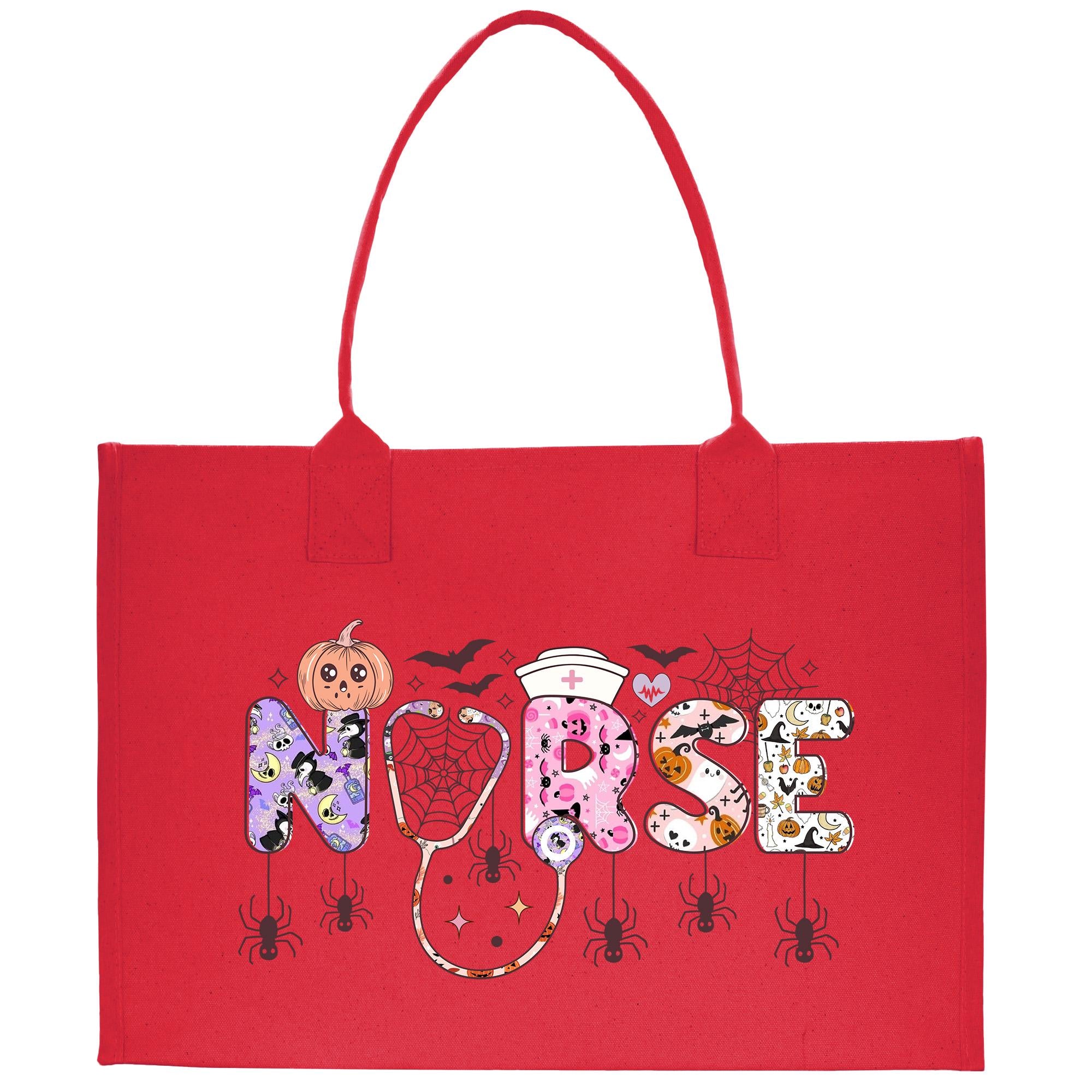 a red shopping bag with the word nurse on it