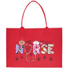 a red shopping bag with the word nurse on it