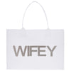 a white shopping bag with the word wife printed on it