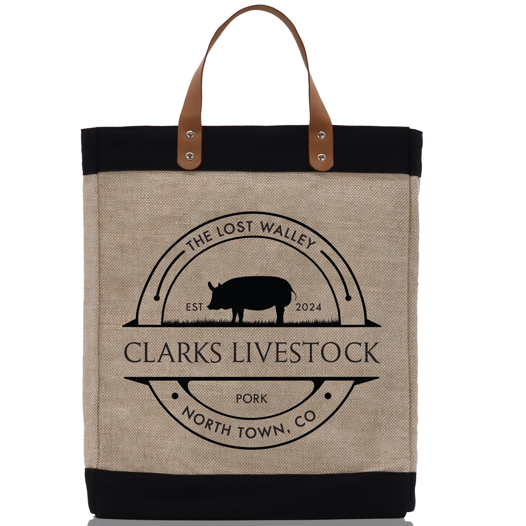 a tote bag with a pig on it