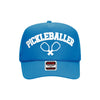 a blue hat with a tennis racket on it