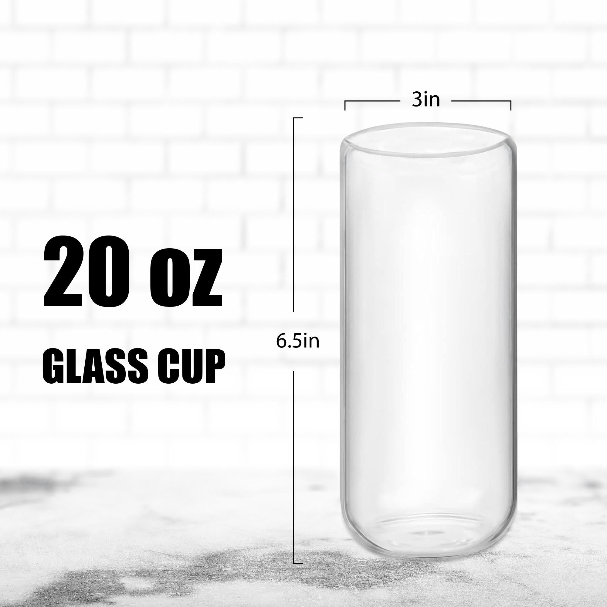 a glass cup is shown with measurements for it