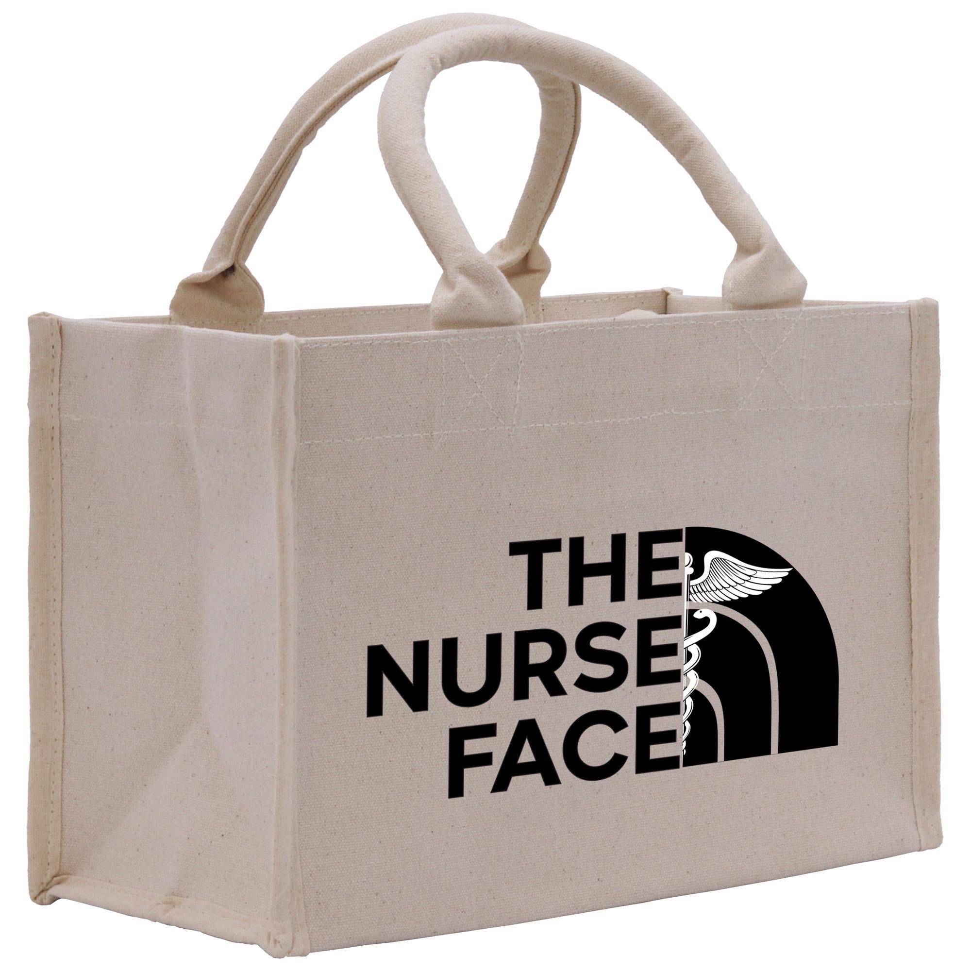 a white bag with the nurse face on it