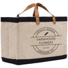 a canvas tote bag with a logo on it