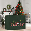 a green shopping bag with the word ashley printed on it