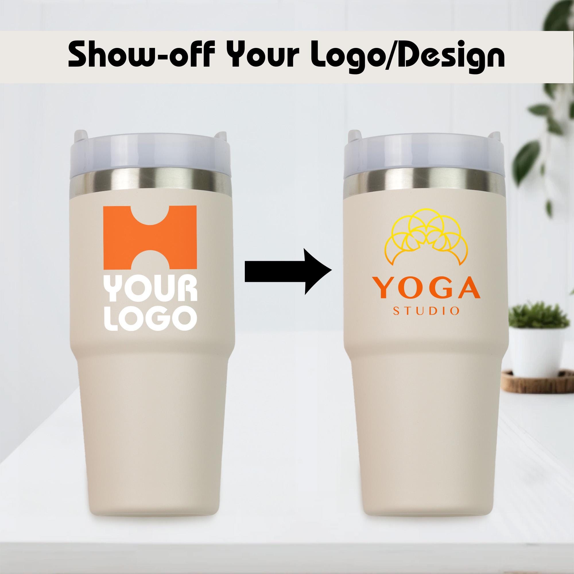 a coffee cup with a logo on the side of it