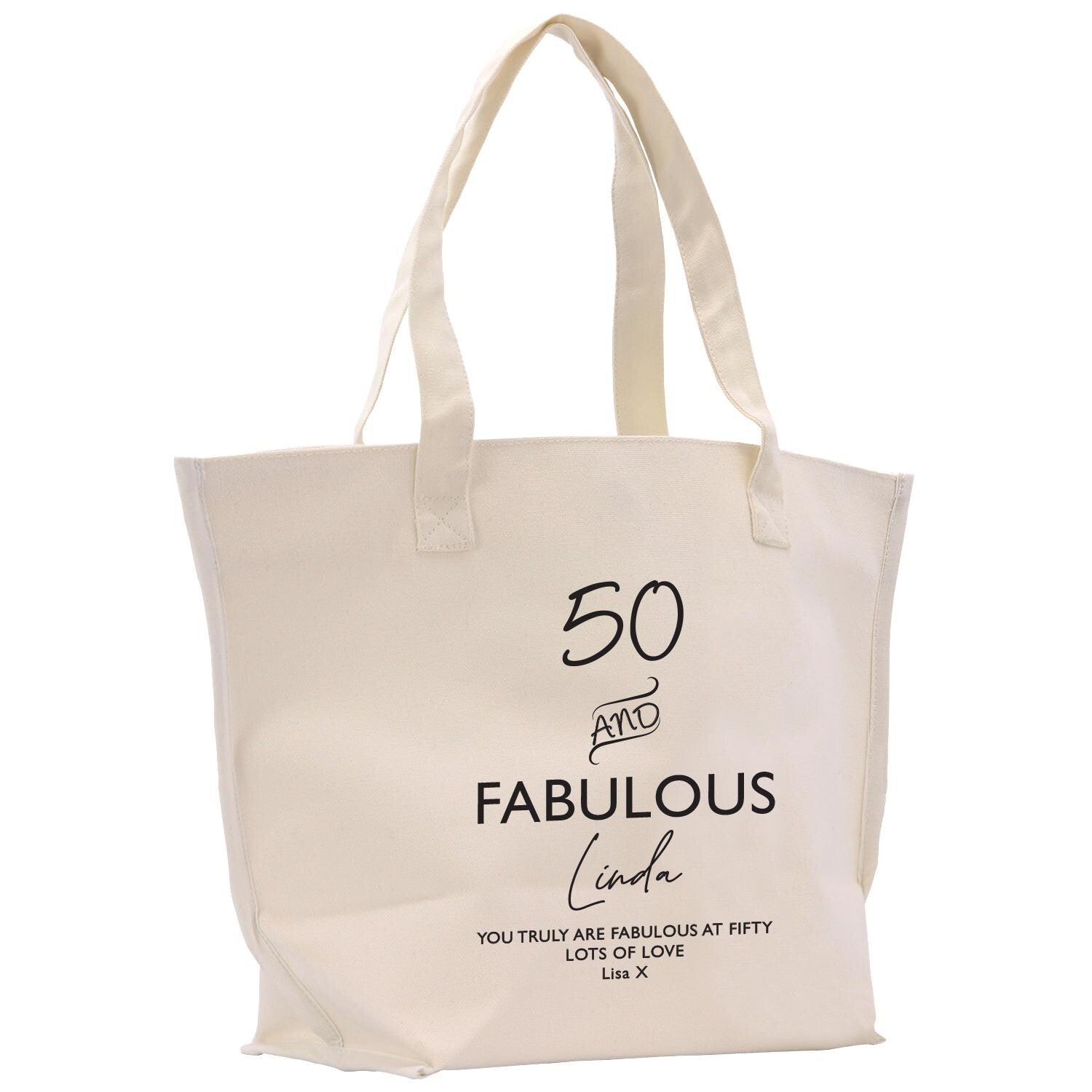 a white tote bag with the words fabulous written on it