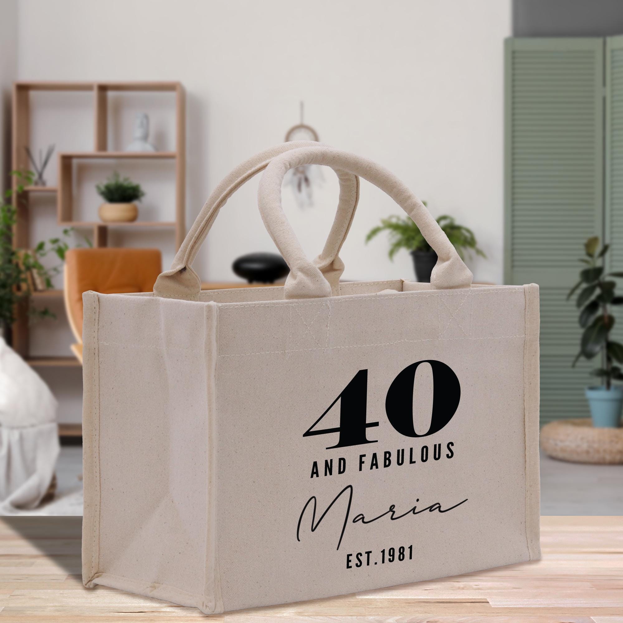 a shopping bag with the number forty and fabulous written on it