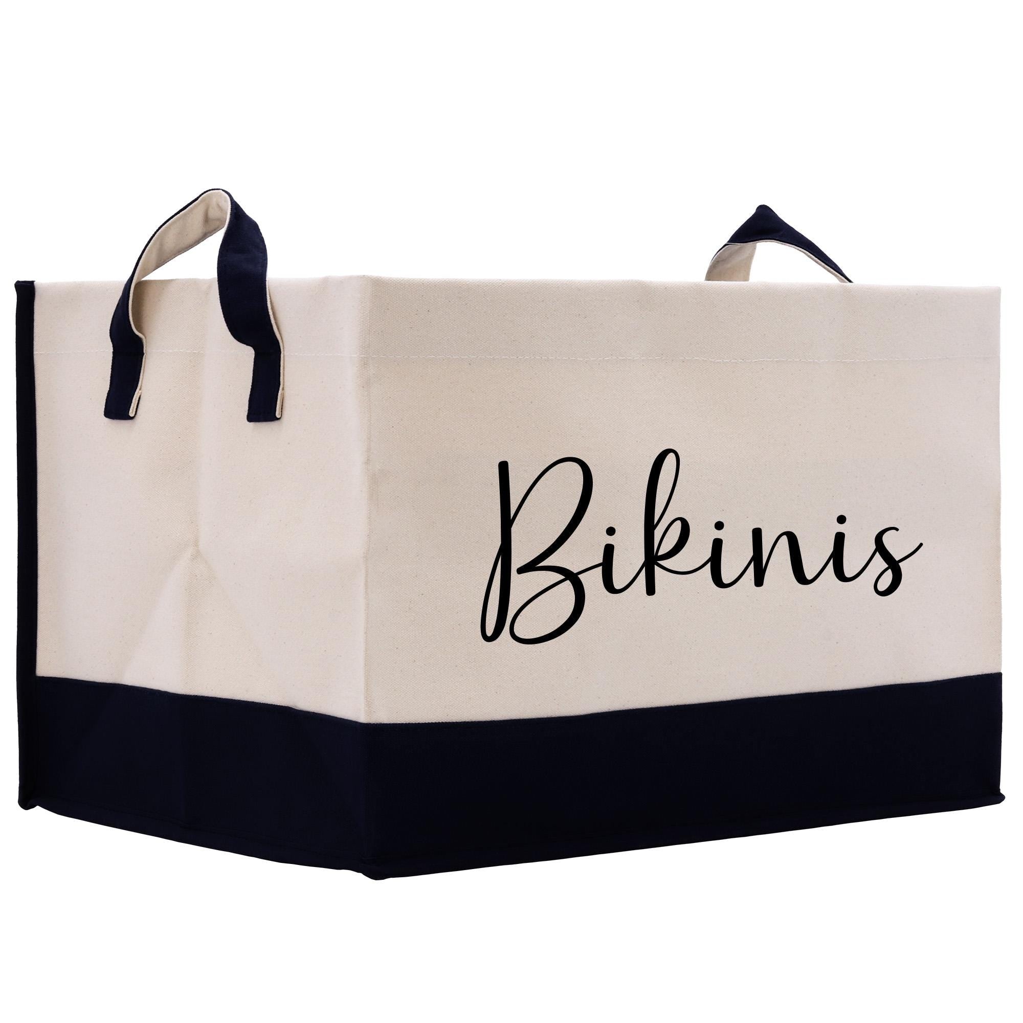 a black and white shopping bag with the word bikin&#39;s printed on it