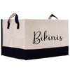 a black and white shopping bag with the word bikin's printed on it