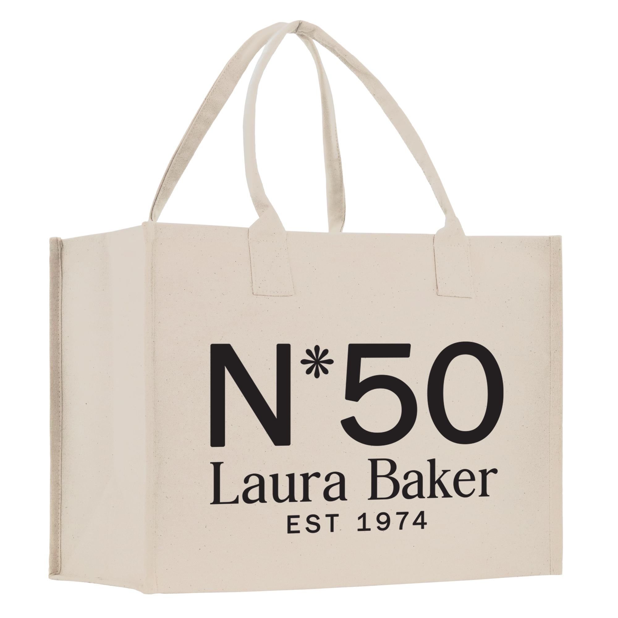 a white shopping bag with the name n50 on it