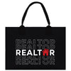 a black bag with a red house on it