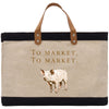 a tote bag with a picture of a pig on it