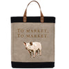 a tote bag with a picture of a pig on it