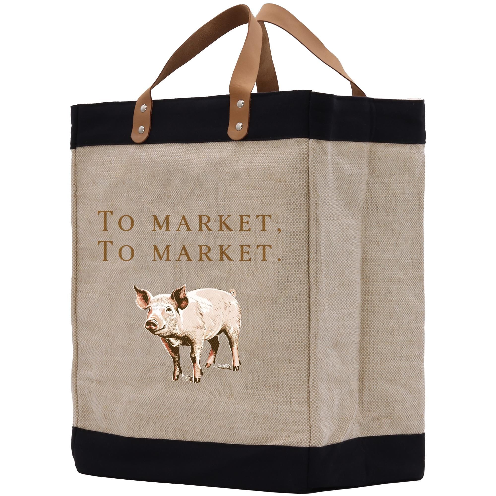 a bag with a picture of a pig on it