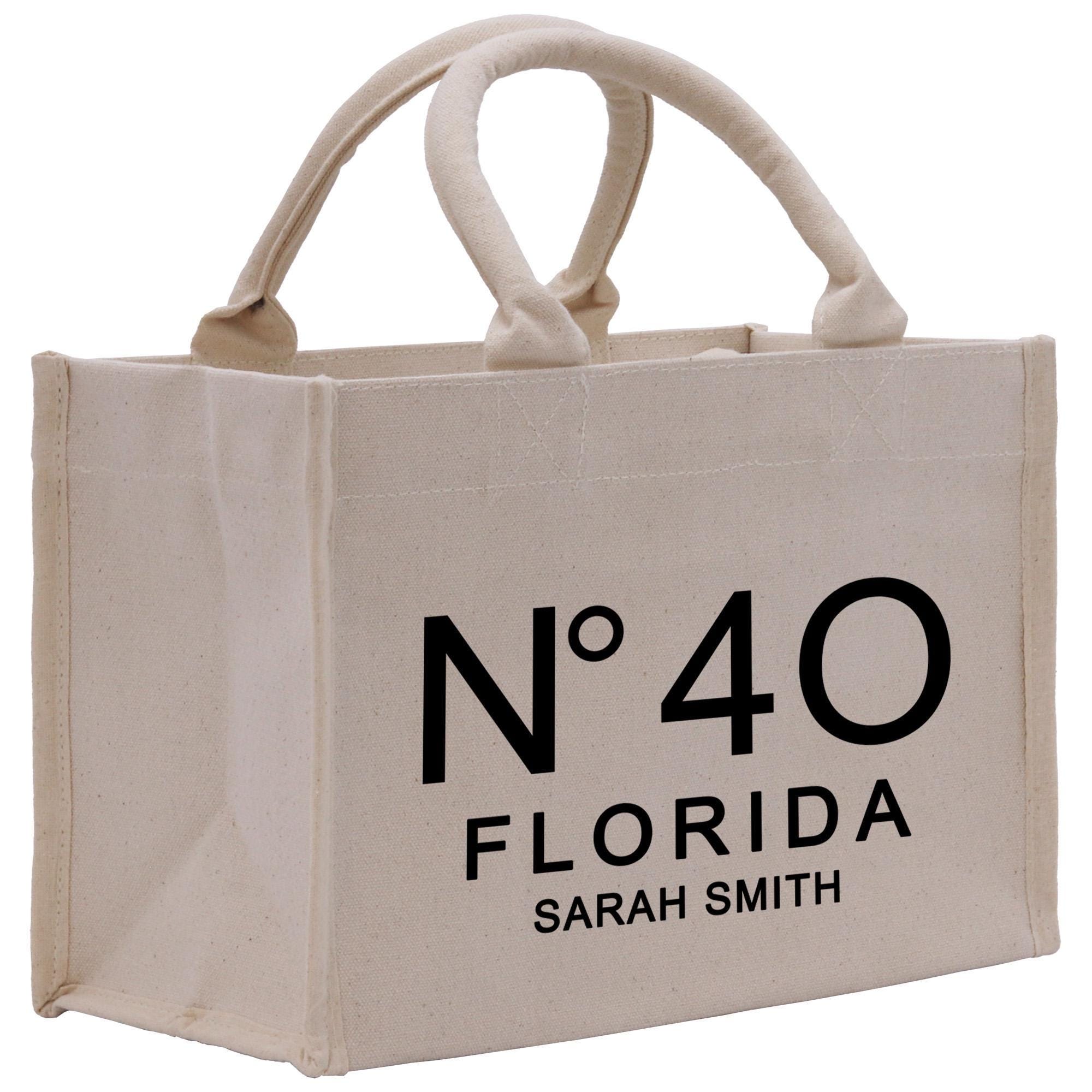 a white shopping bag with the number forty on it